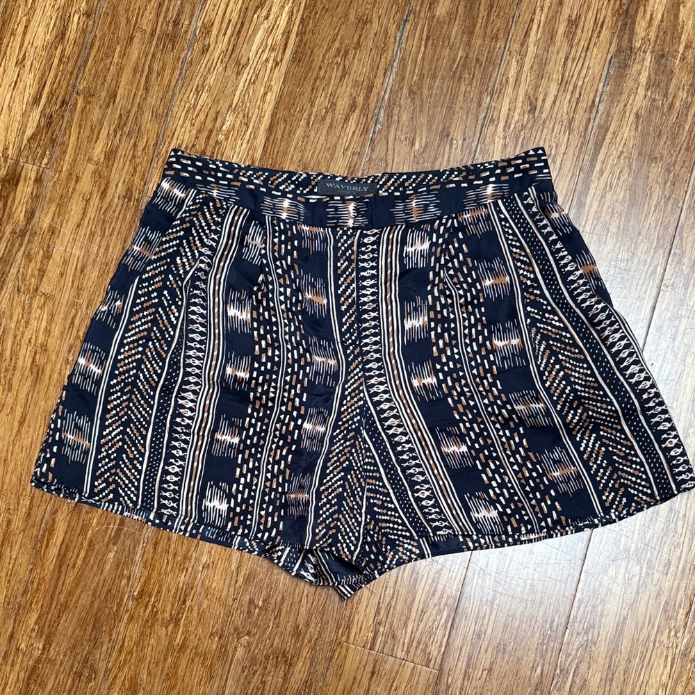 Waverly Navy, Brown and Cream Silk Women's Shorts